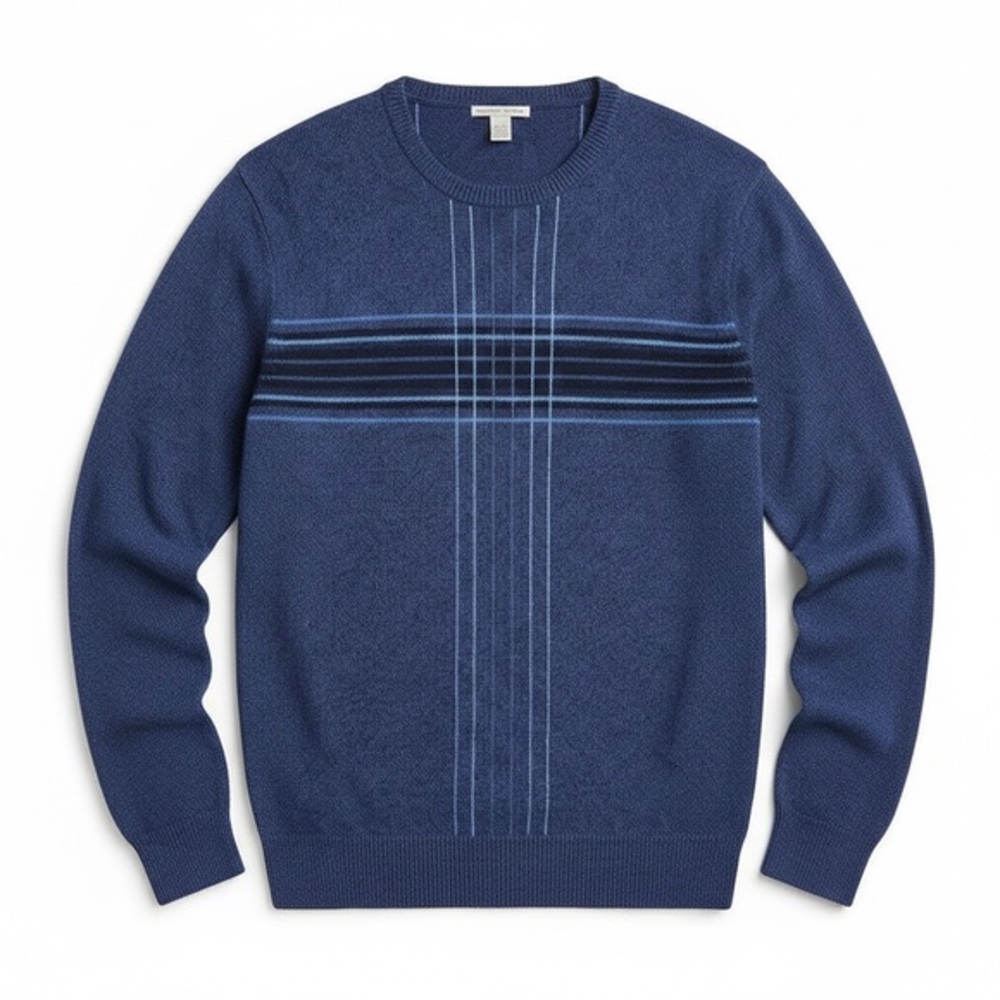 Geoffrey Beene Men's Sweater XL Blue Crew Neck Pullover 100% Acrylic